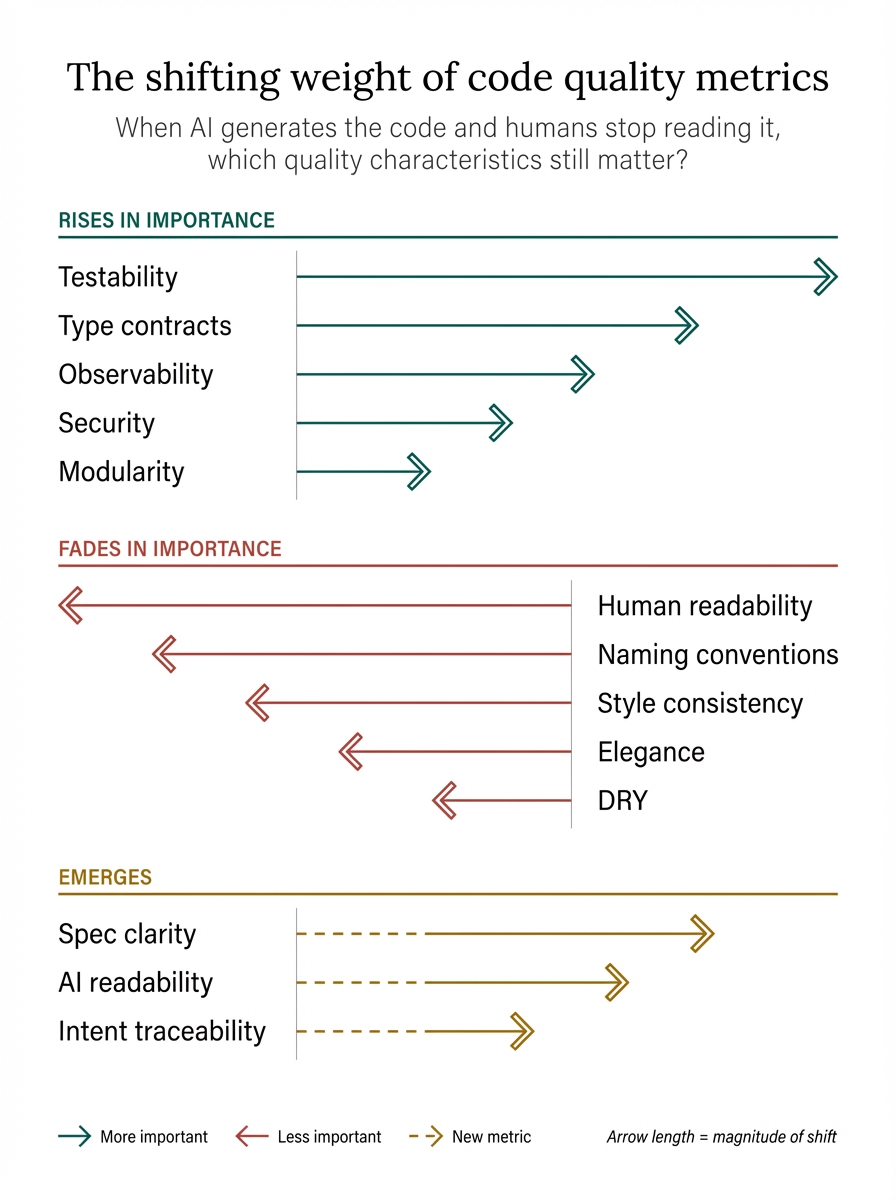 The shifting weight of code quality metrics